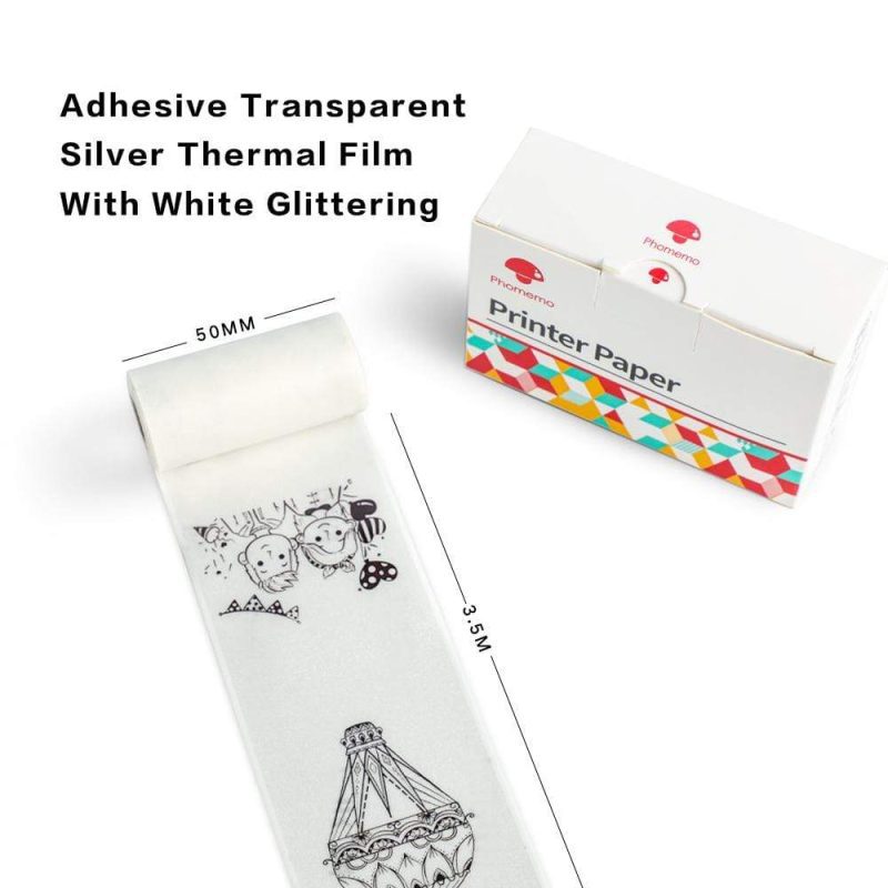 3.5m 50mm MR.IN P Adhesivetransparentsilverthermalfilmwithwhiteglittering. 1