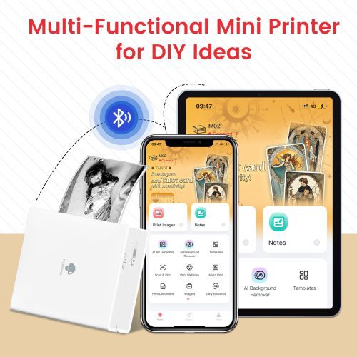 Black PHOMEMO M02 Mini Portable Printer DIY with the smart printer app