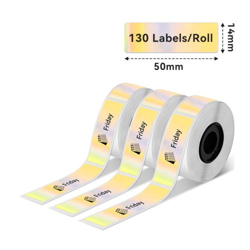 Phomemo Holographic sticker Gold Adhesive Label Paper for D30/D35/Q30S/Q30-14x50mm