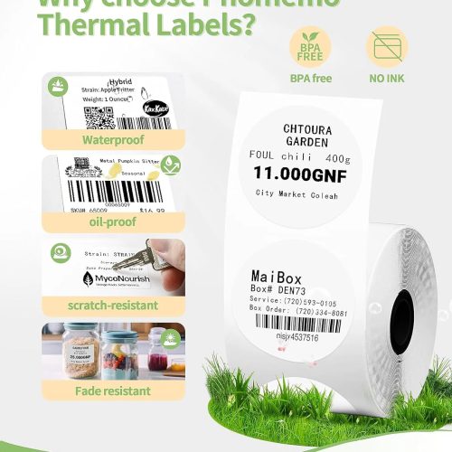 Phomemo 30x15mm Square White Thermal Label features