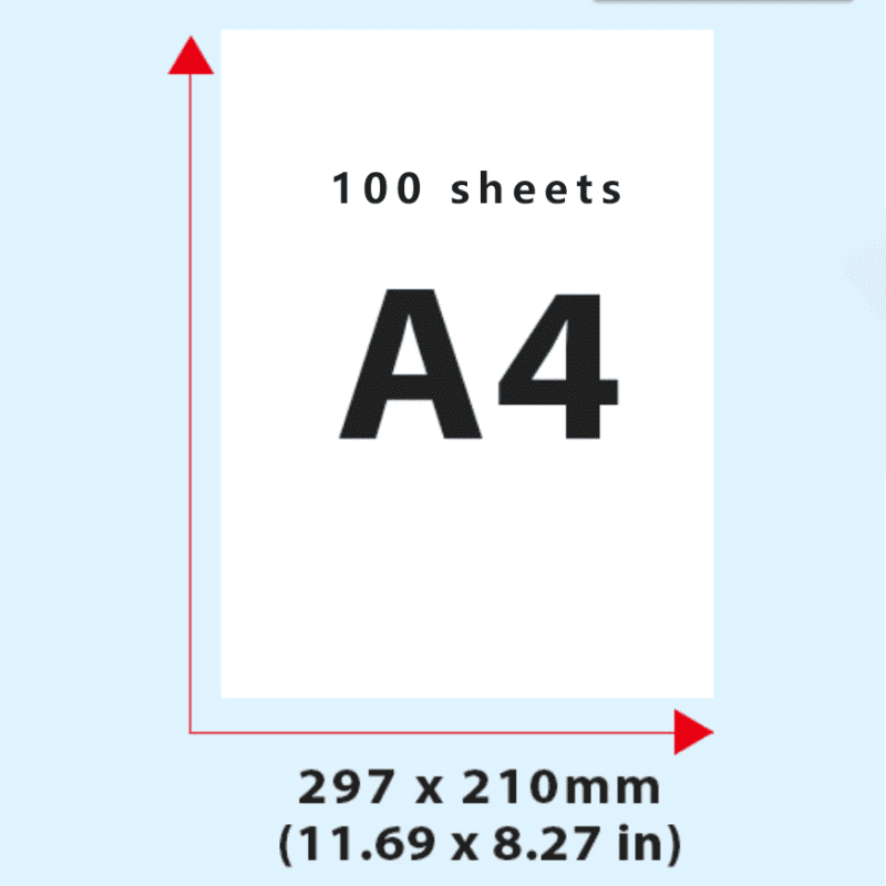 Phomemo A4 Thermal Paper Size Details 100 Sheets