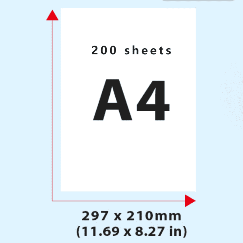 Phomemo A4 Thermal Paper Size Details 200 Sheets