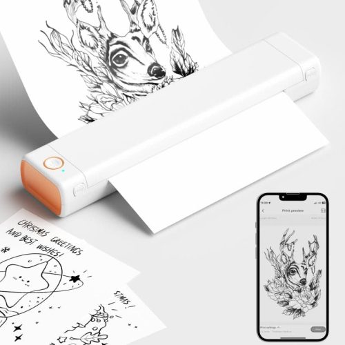 Orange and white Phomemo M08F Tattoo Stencil Printer printing clear tattoo stencils