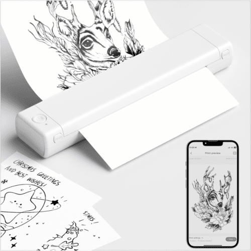 White Phomemo M08F Tattoo Stencil Printer printing clear tattoo stencils