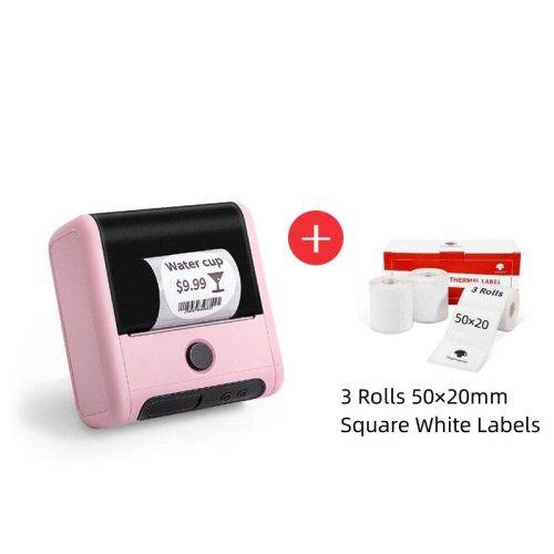 Phomemo m200 Commercial Portable label maker pink with square white labels