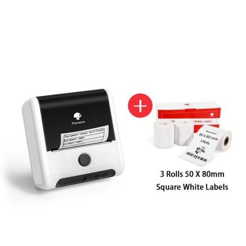 Phomemo M200 Commercial Portable label maker white with sqaure white labels