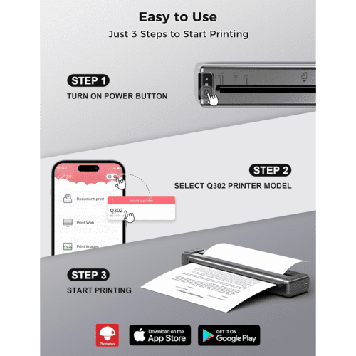 Phomemo Q302 Wireless Mobile Thermal Printer Easy To Use