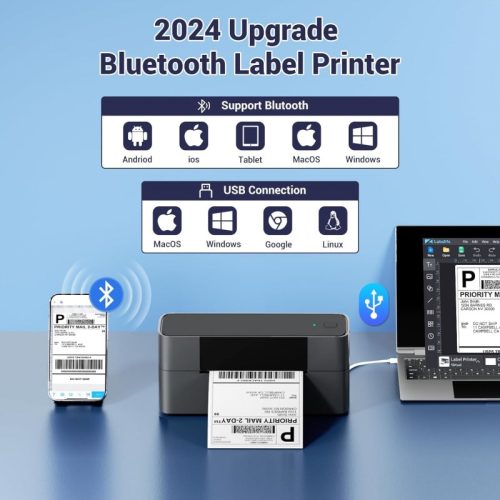 Phomemo pm 245 btz wireless label printer black supports Bluetooth USB connection