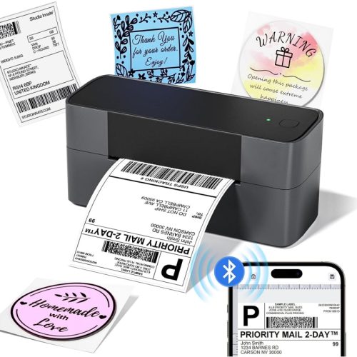 Phomemo pm 245 btz wireless label printer printing various thermal stickers