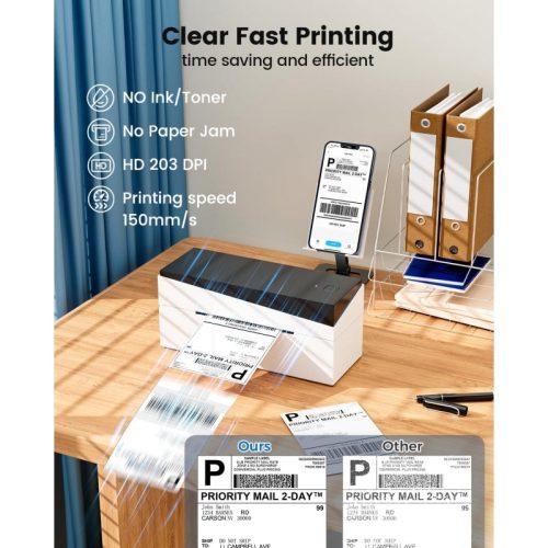 Phomemo pm 249 btz shipping label printer white clear fast printing