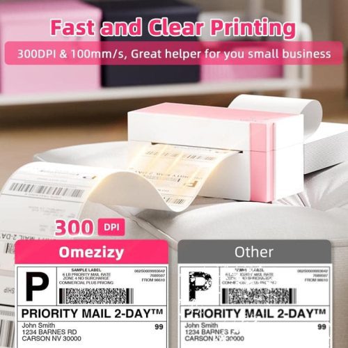 Phomemo pm 344 wf WiFi shipping label printer pink fast and clear printing