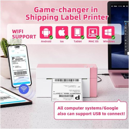 Phomemo pm 344 wf WiFi shipping label printer pink game changer in shipping label printer