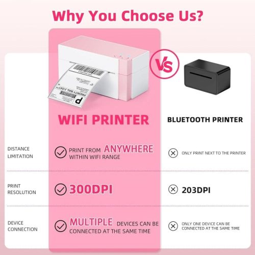 Phomemo pm 344 wf WiFi shipping label printer pink why you choose us