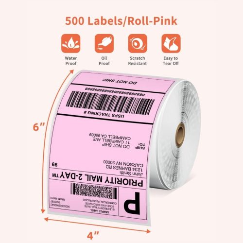 phomemo roll shiping label pink has 500 labels roll pink