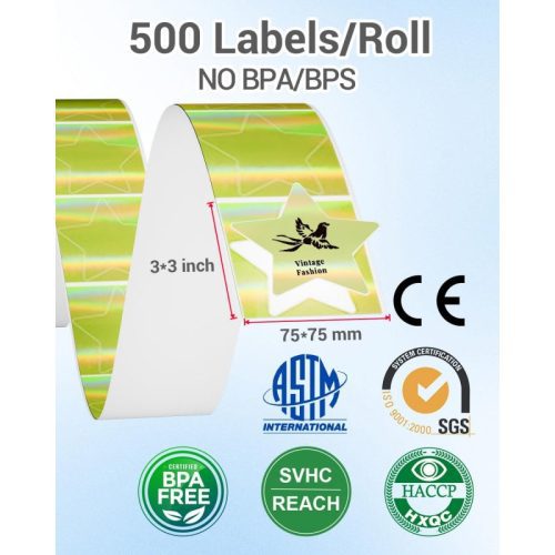 phomemo shipping label SLR 3 3 500 LG has 500 labels roll and no bpa bps